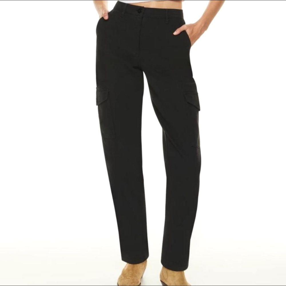 Aritzia Women's Wilfred Free Black Twill Button Fly Button Hem Cargo Pants, Sz 4